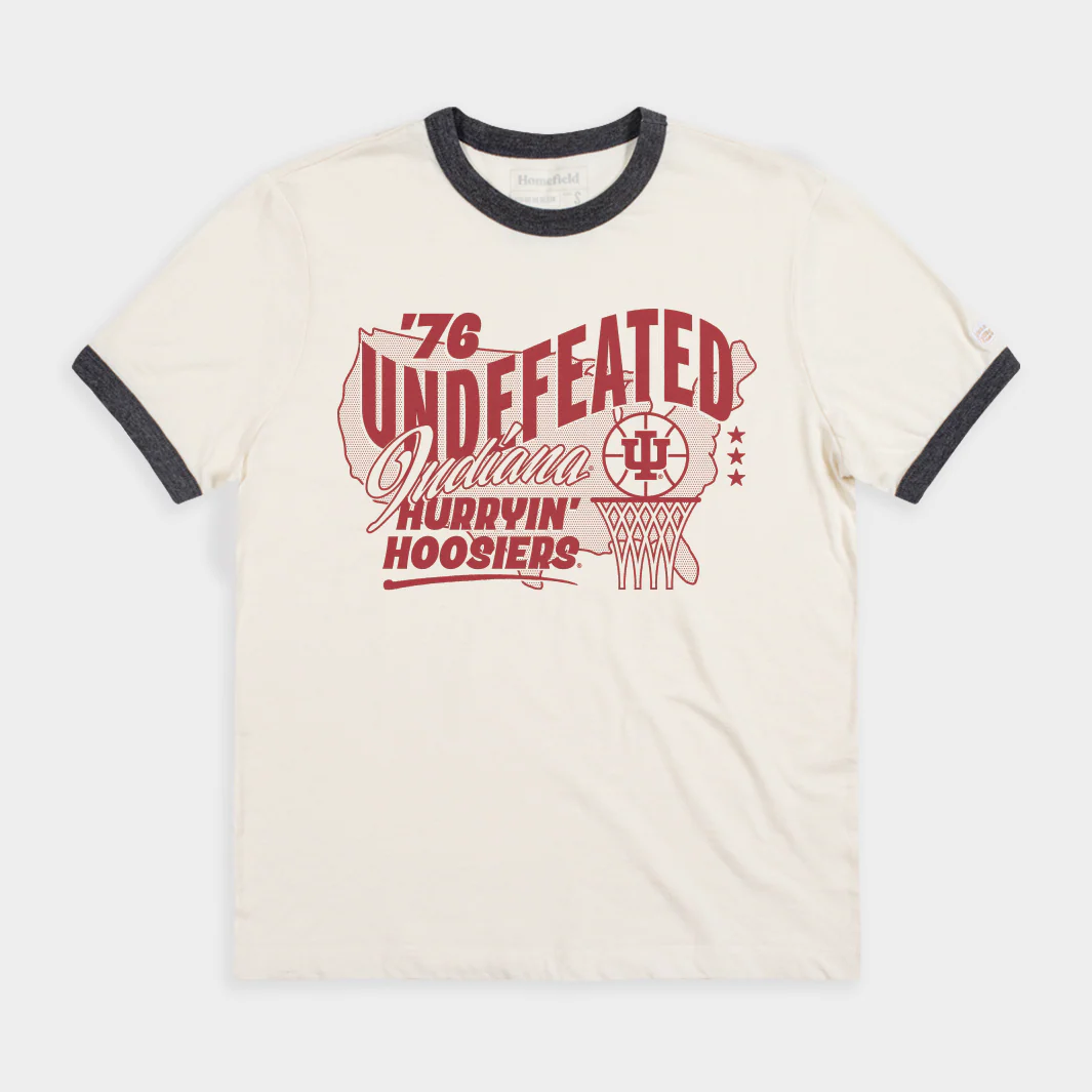 Indiana 1976 Undefeated "Hurryin' Hoosiers" Ringer Tee