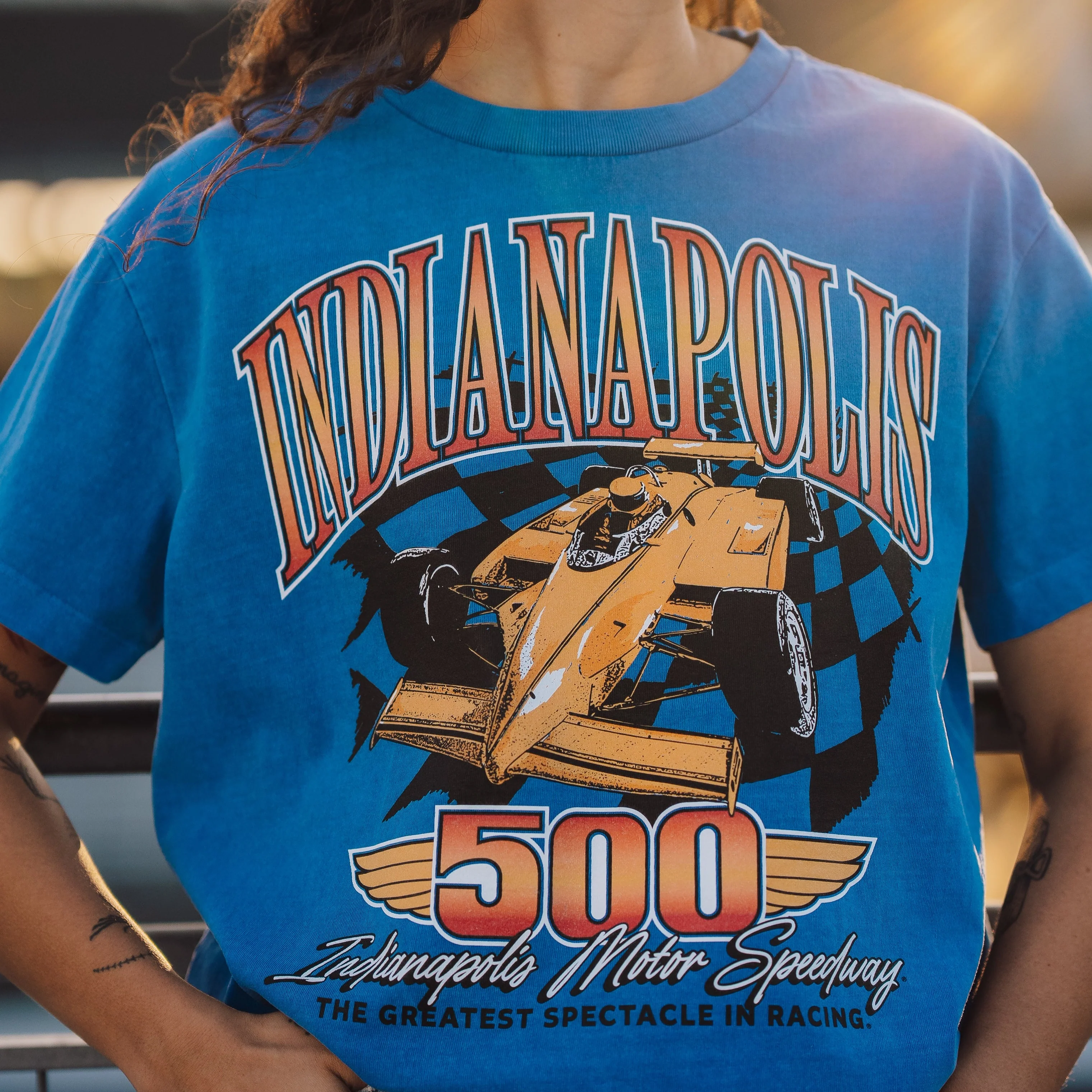 Indianapolis 500 Car Illustration Vintage Heavyweight Tee - Image 2
