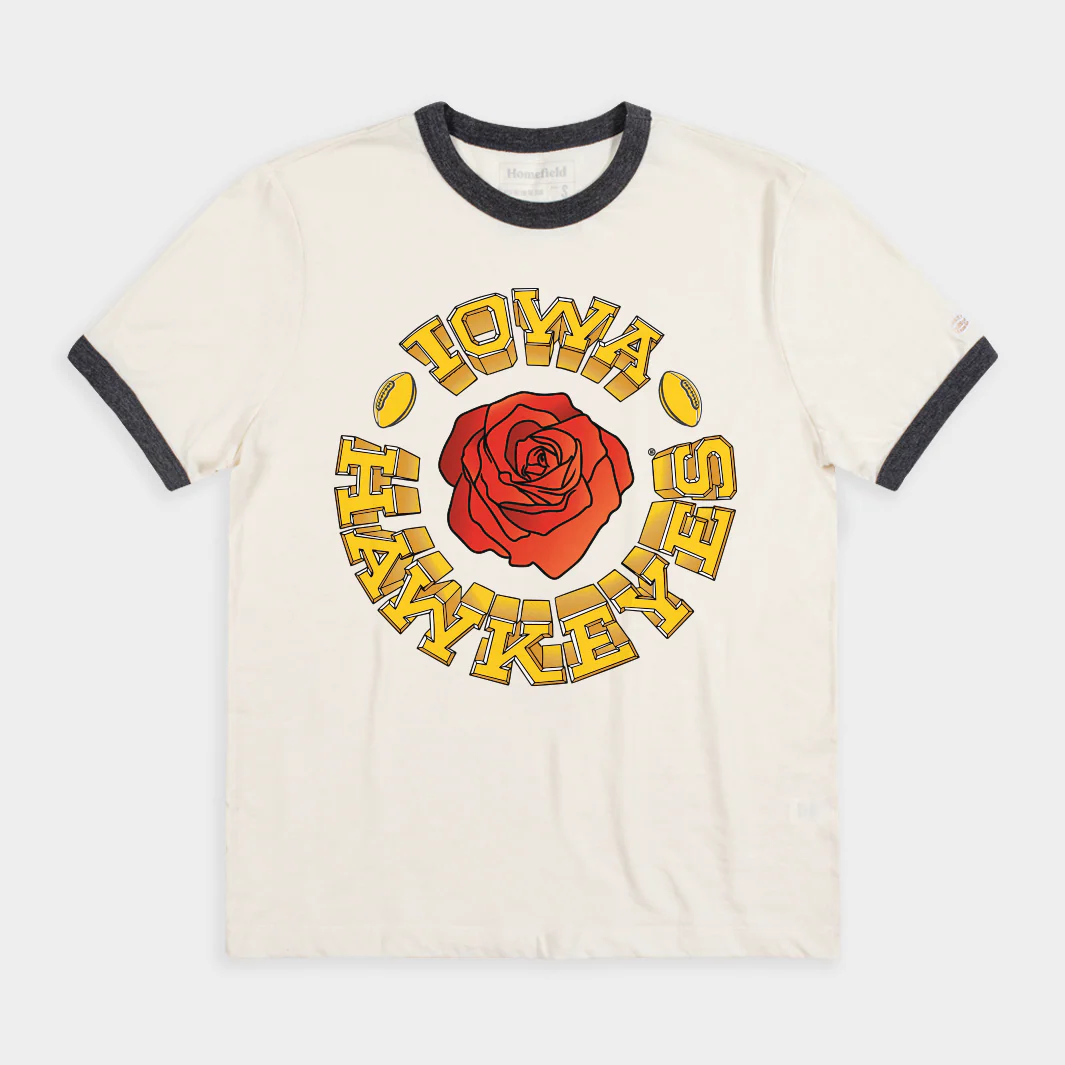 Iowa Hawkeyes Vintage Roses Ringer Tee