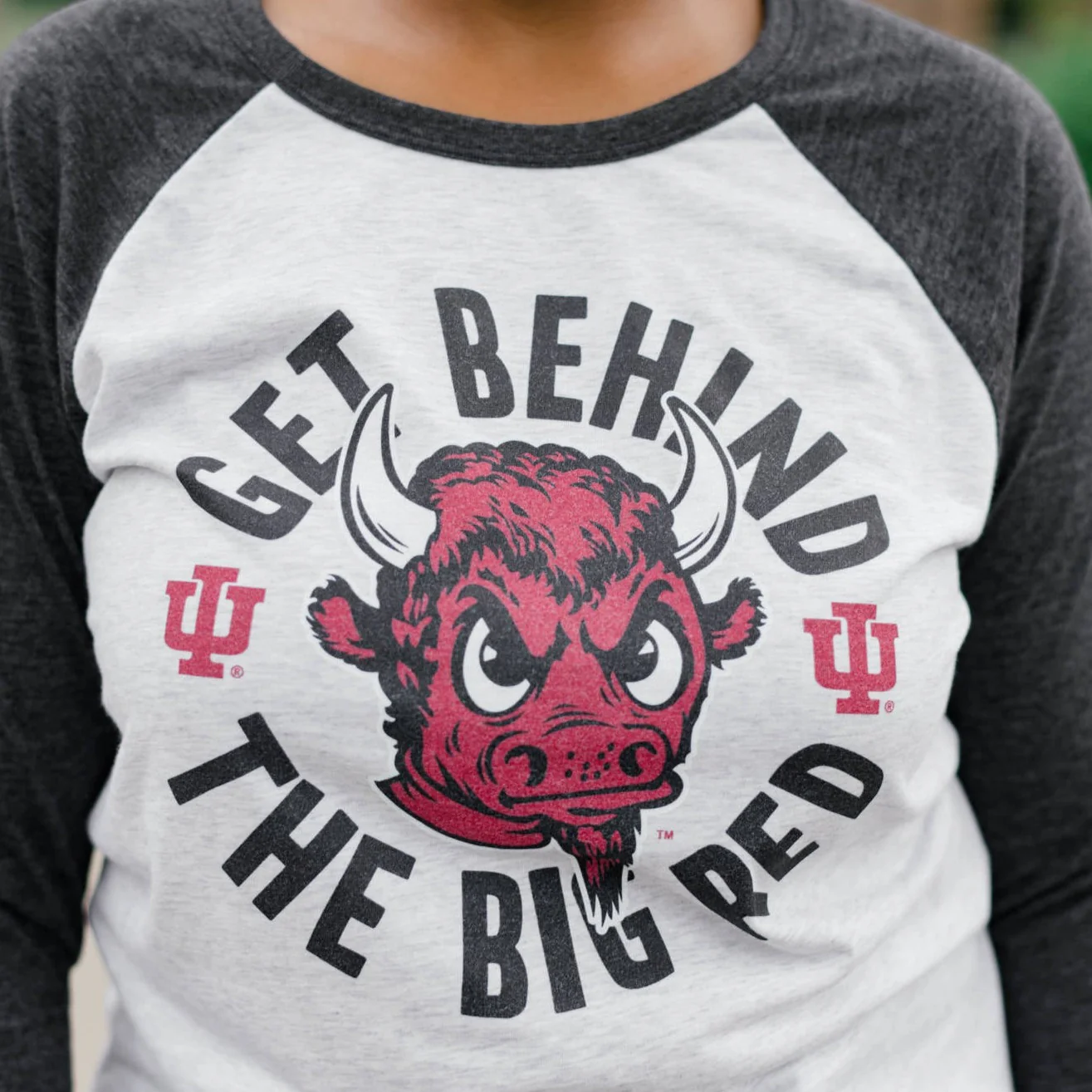 IU "Get Behind the Big Red" Bison Baseball Tee - Image 2