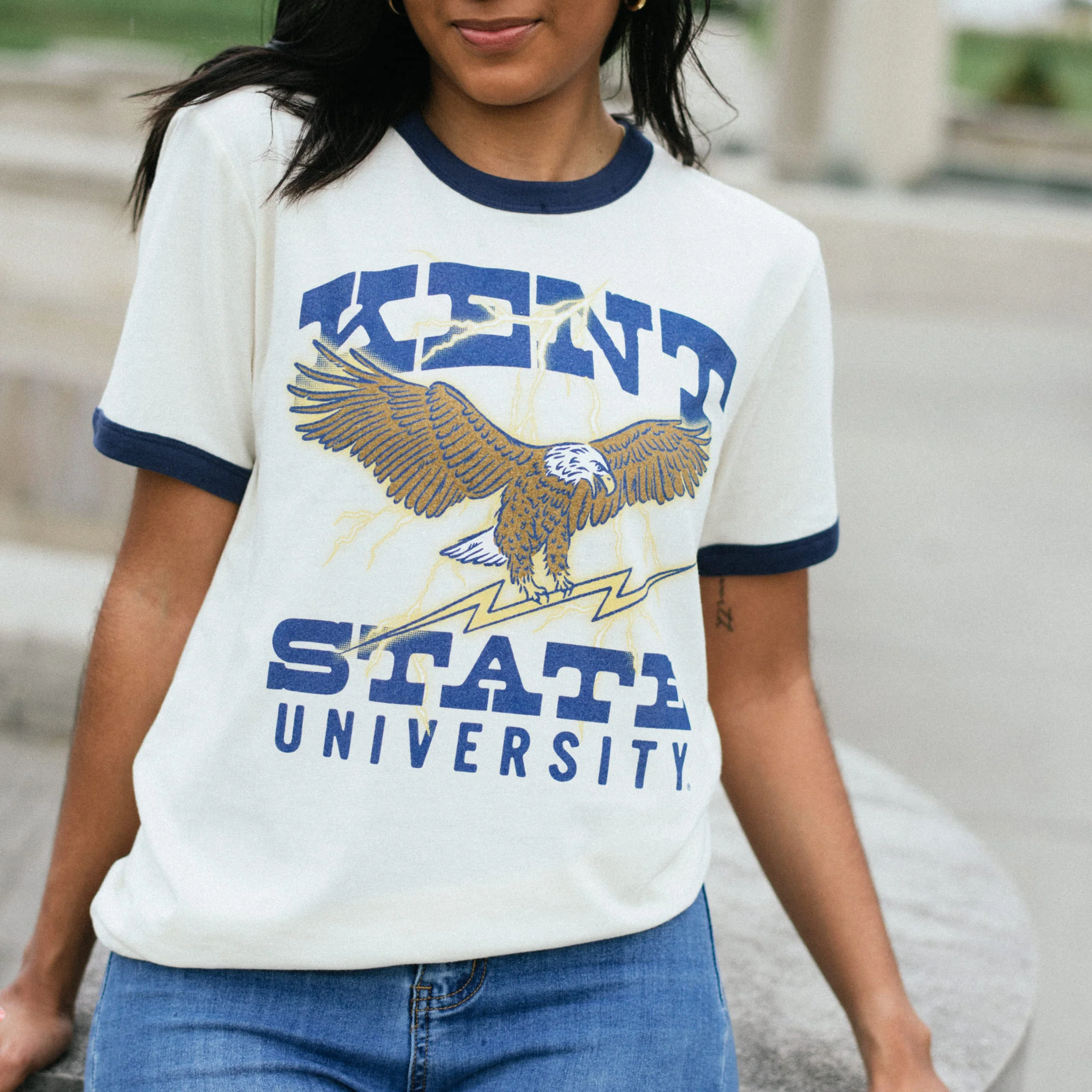Kent State Golden Flashes Lightning '90s Ringer Tee - Image 2