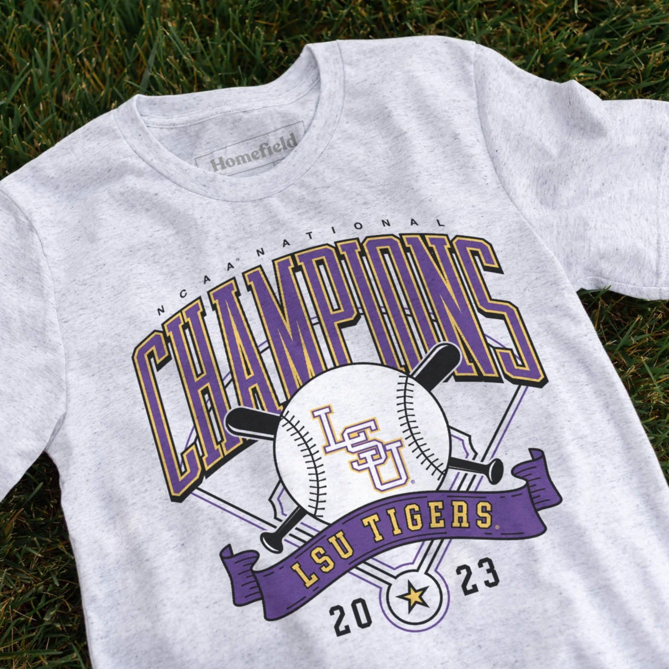 LSU 2023 NCAA Baseball Champs Ash Tee - Image 2