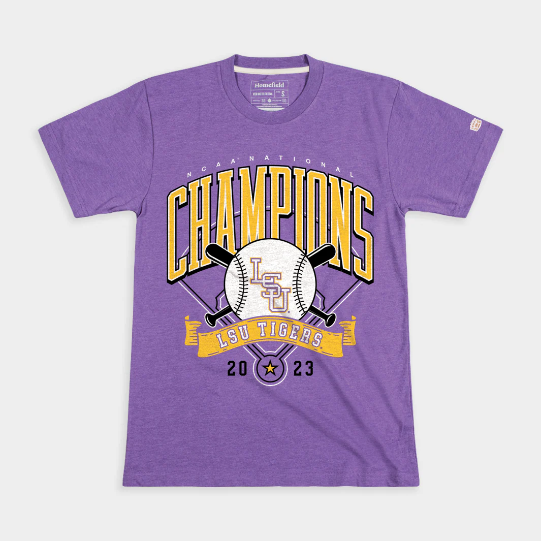 LSU 2023 NCAA Baseball Champs Purple Tee