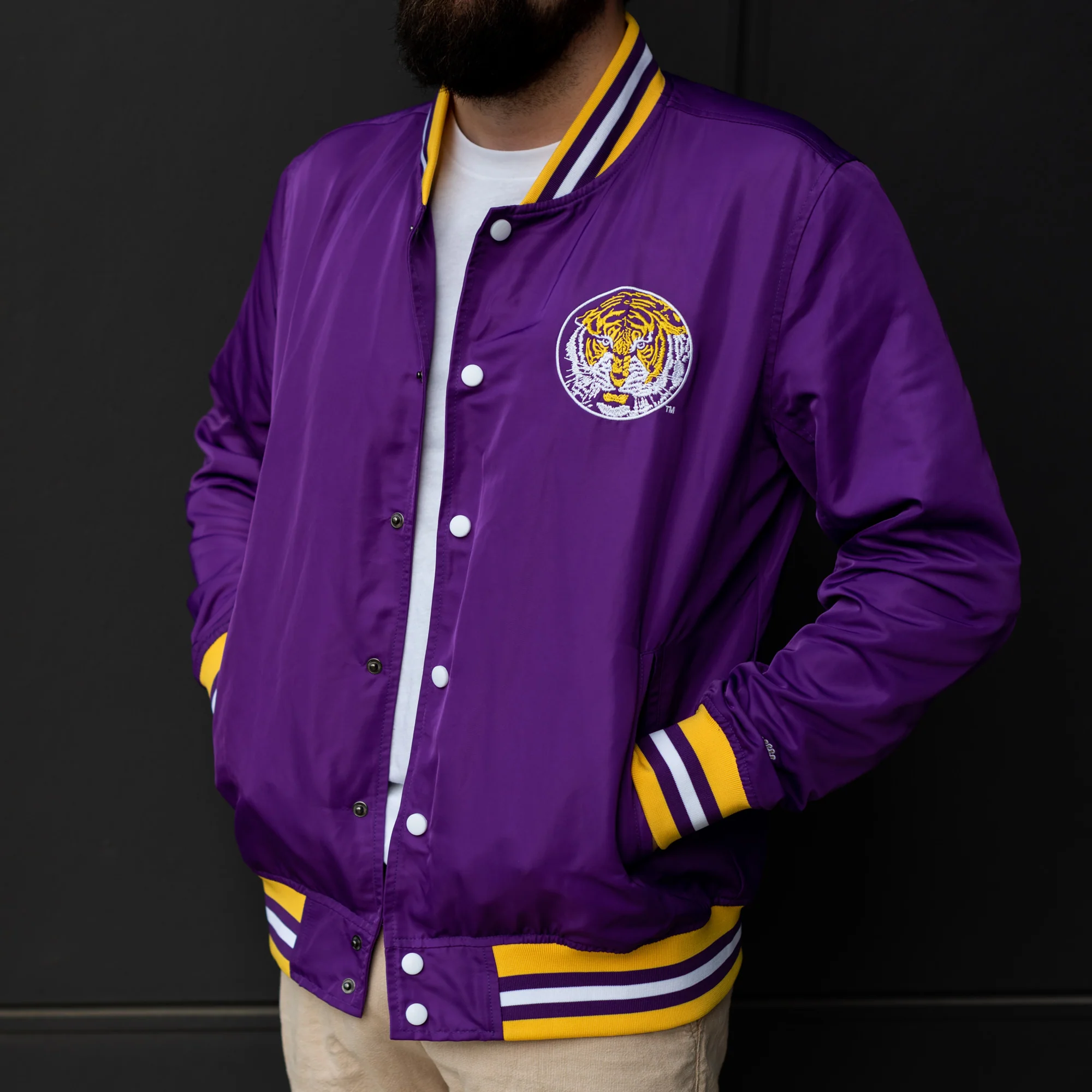 LSU Tigers Retro Bomber Jacket - Image 3