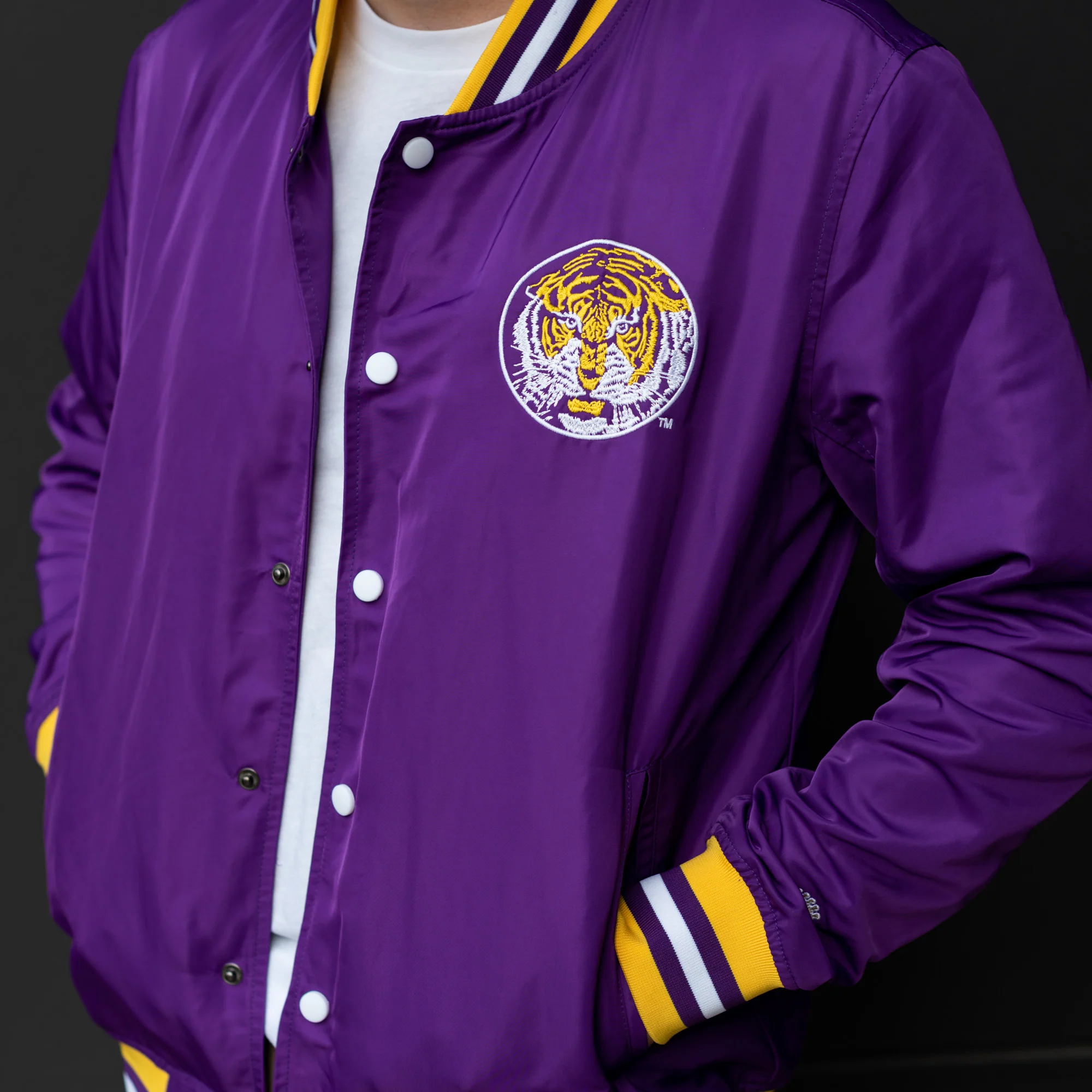 LSU Tigers Retro Bomber Jacket - Image 5
