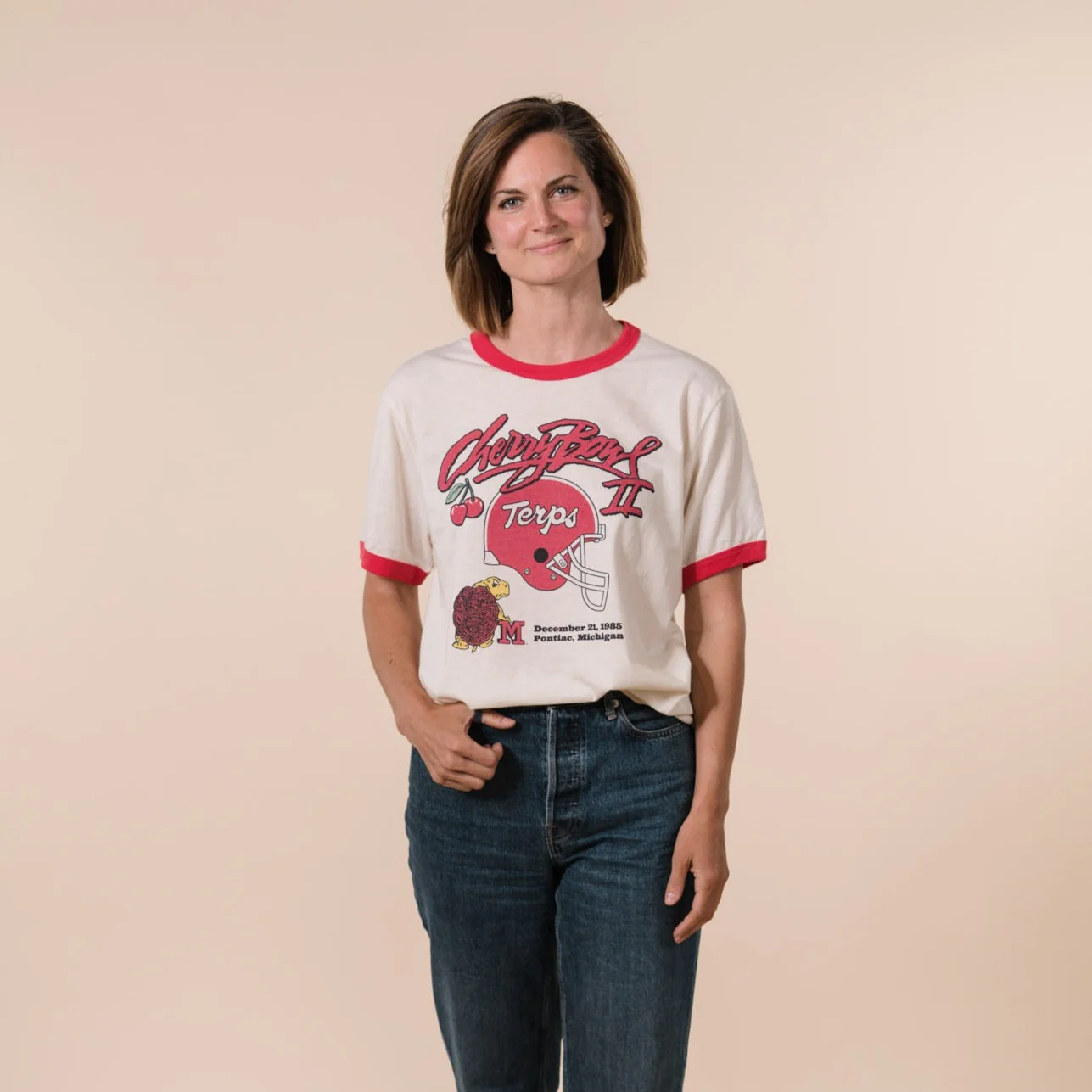 Maryland Cherry Bowl Champs 1985 Ringer Tee - Image 2