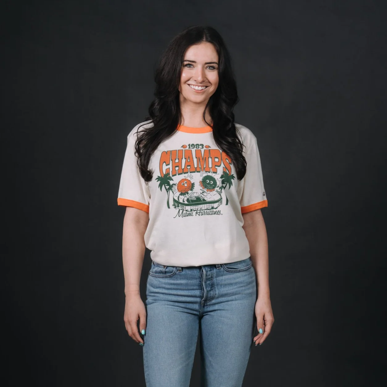 Miami Football 1983 Champs Ringer Tee - Image 2
