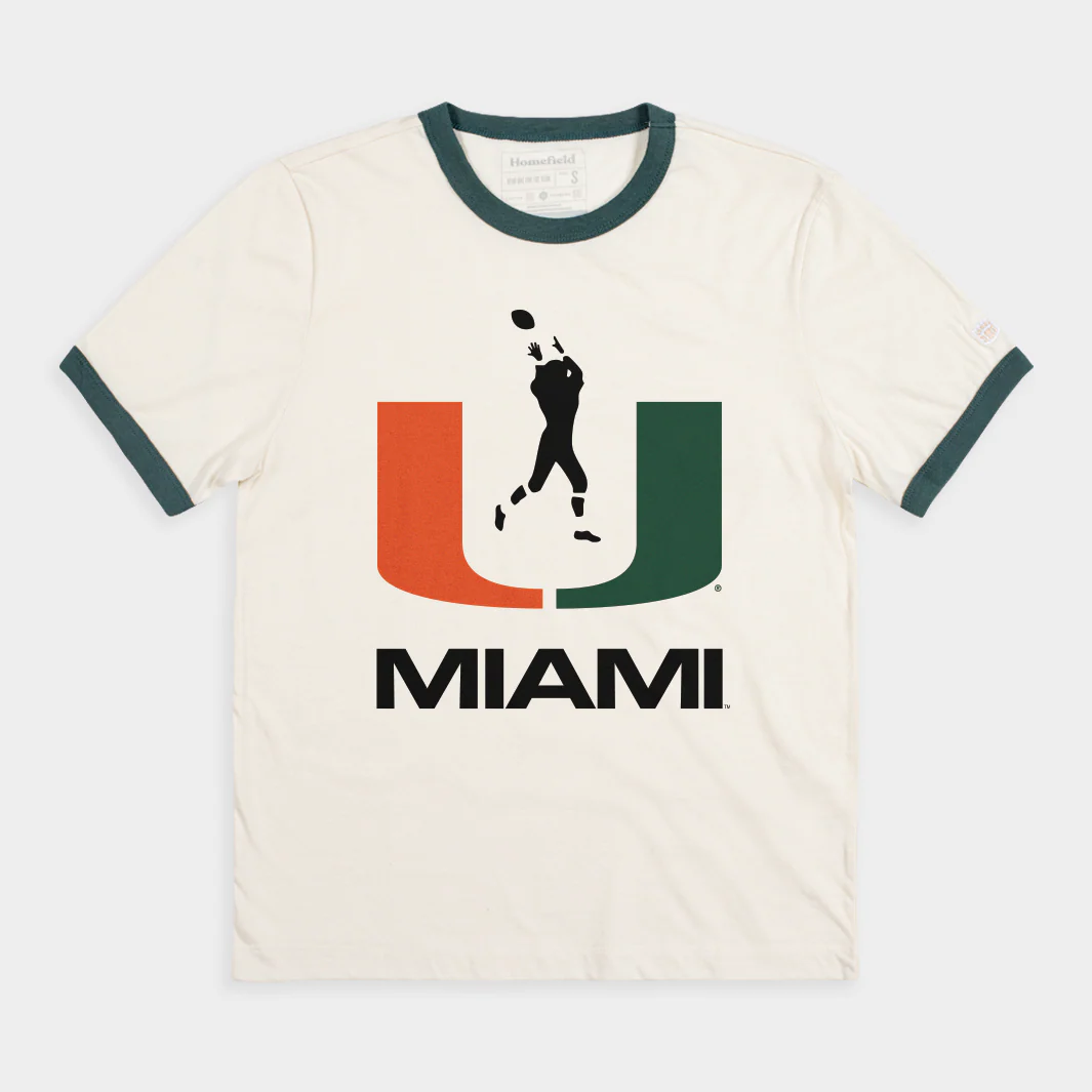 Miami Hurricanes 1970s Football Logo Ringer Tee