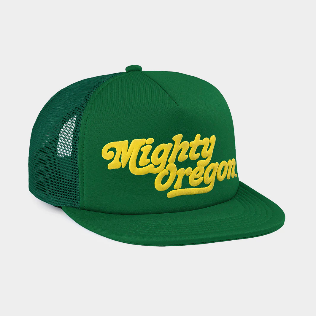 "Mighty Oregon" Puff Ink Trucker Hat - Image 2
