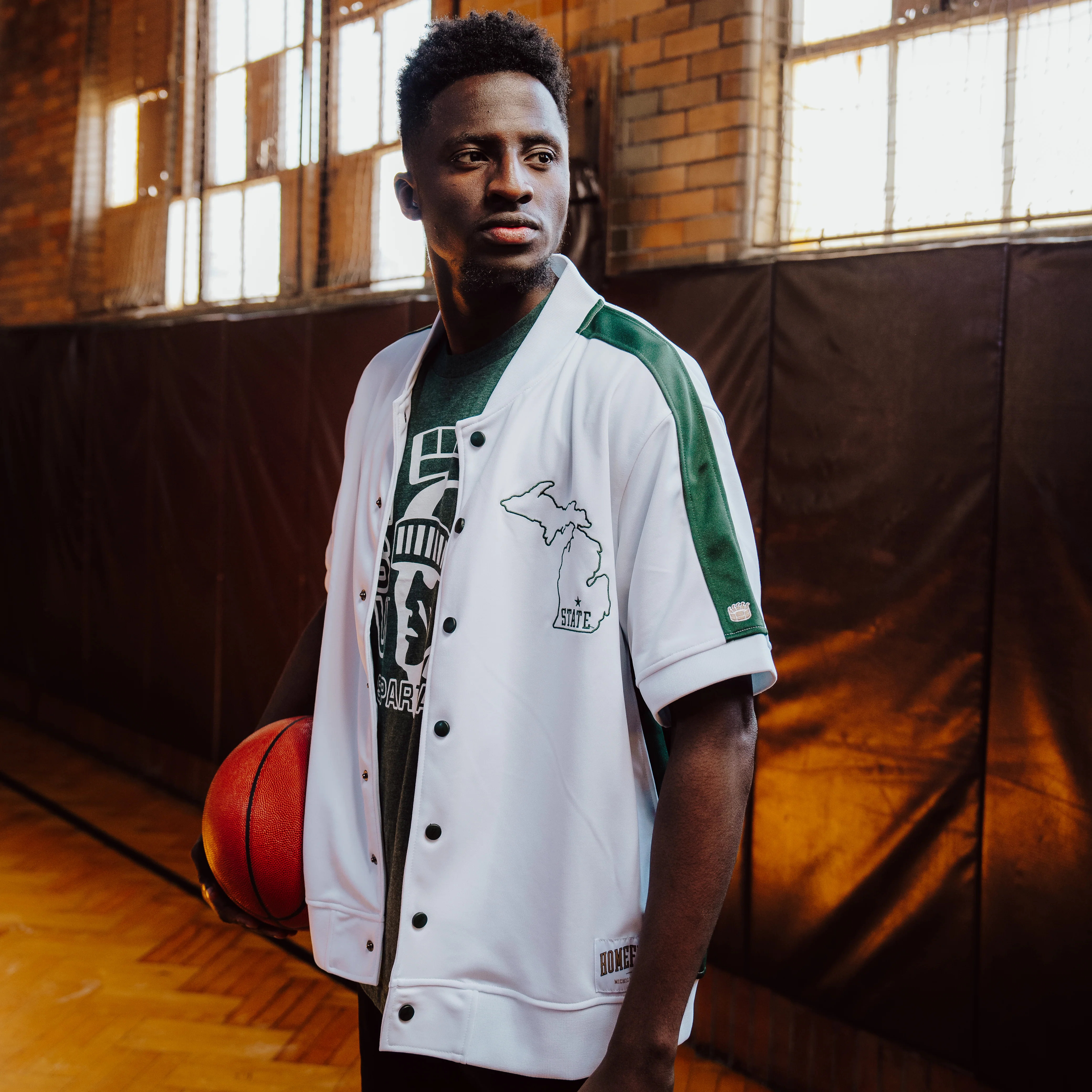 MSU Spartans Basketball Vintage Warmup Shooting Shirt - Image 3
