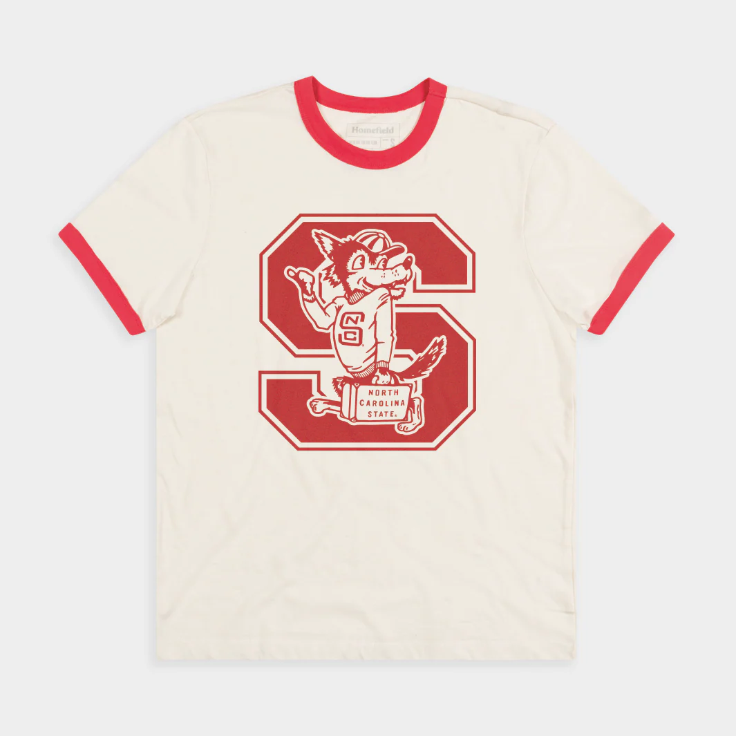 NC State Wolfpack Vintage Wolf Logo Ringer Tee