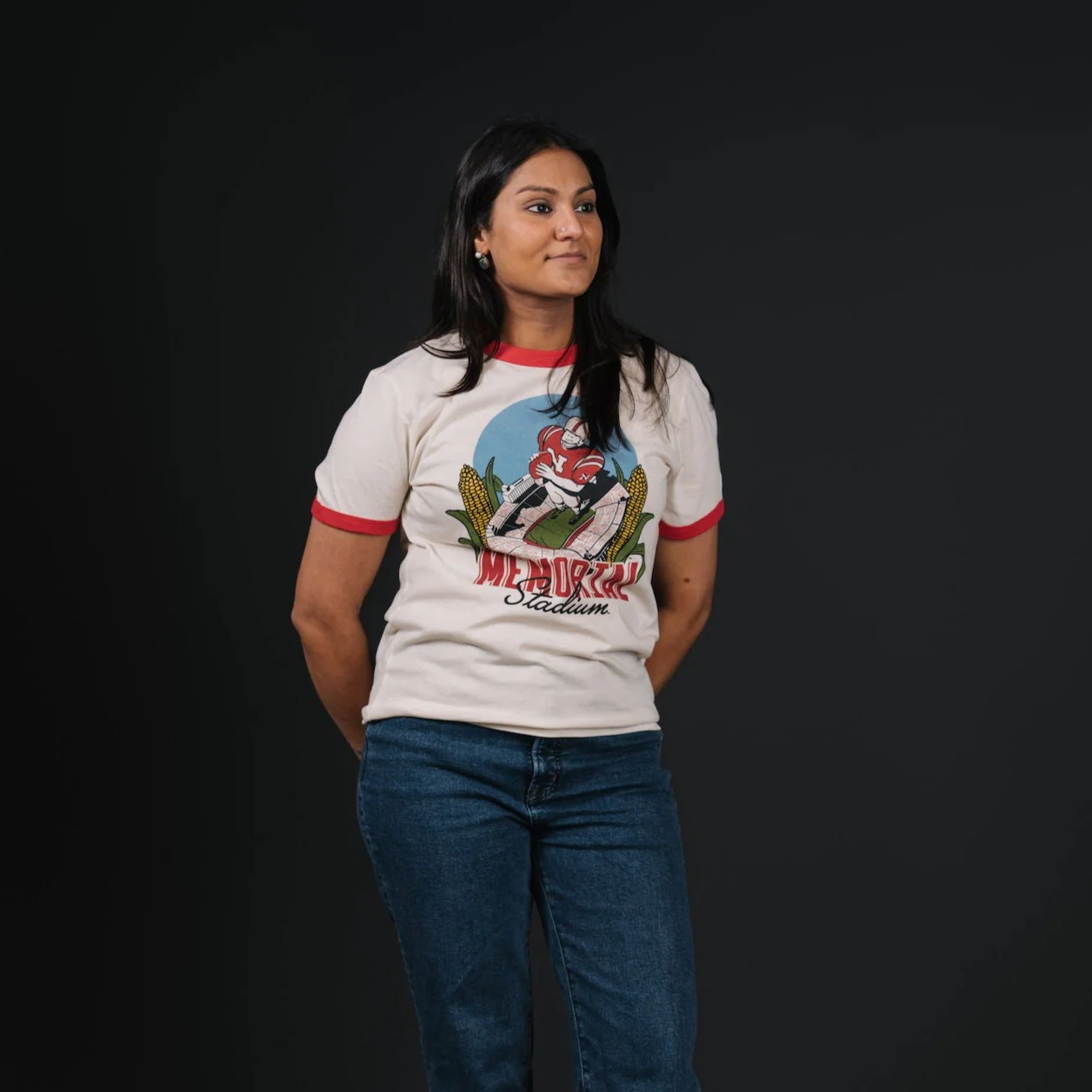 Nebraska Memorial Stadium Centennial Ringer Tee - Image 2