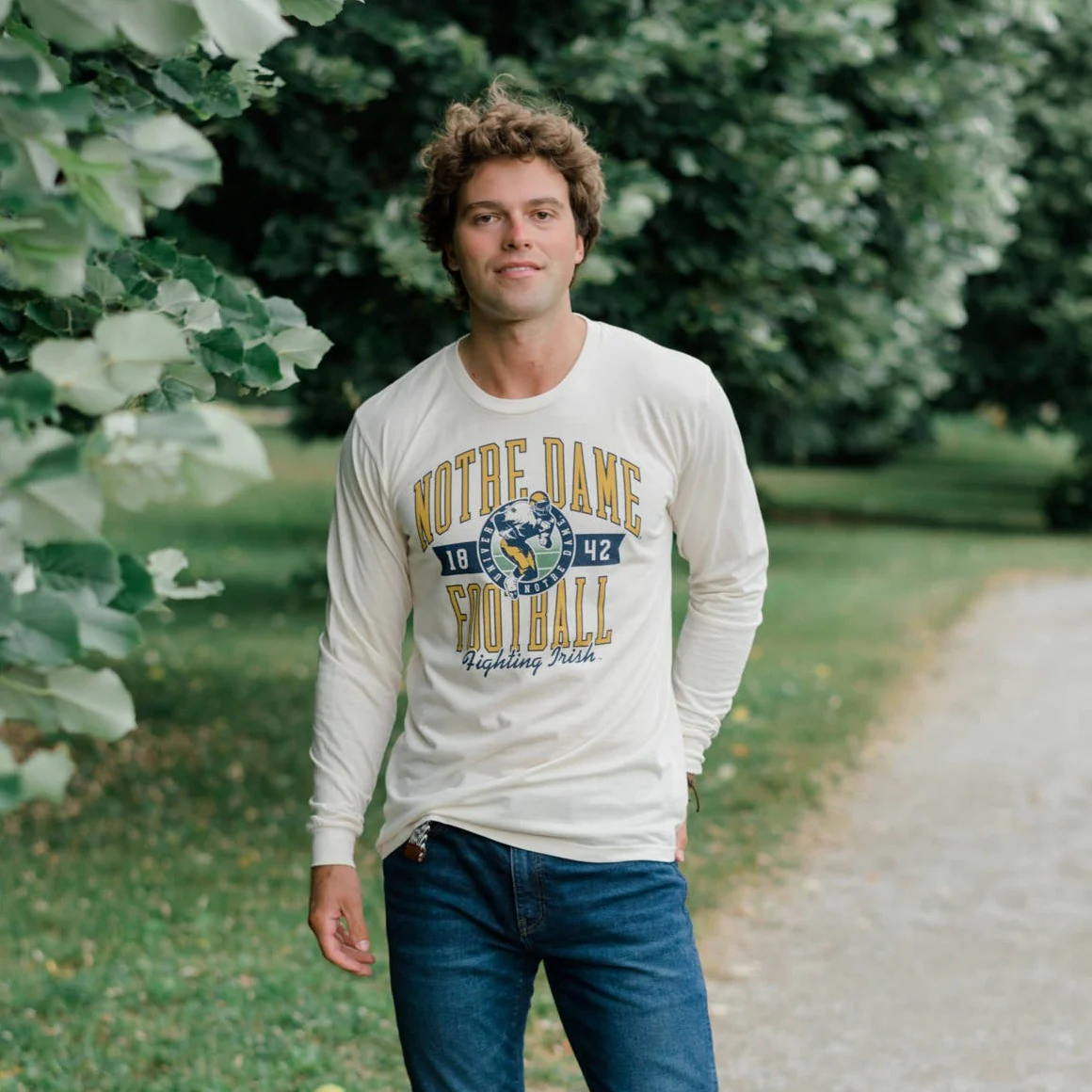 Notre Dame Fighting Irish Football Retro Long Sleeve - Image 2