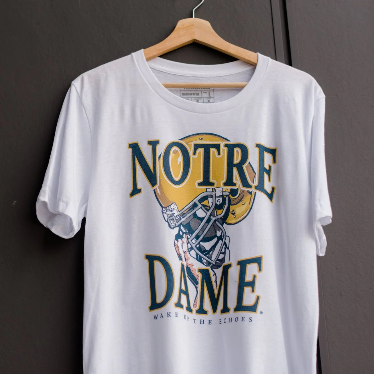 White Notre Dame Football Helmet Victory Tee - Image 2