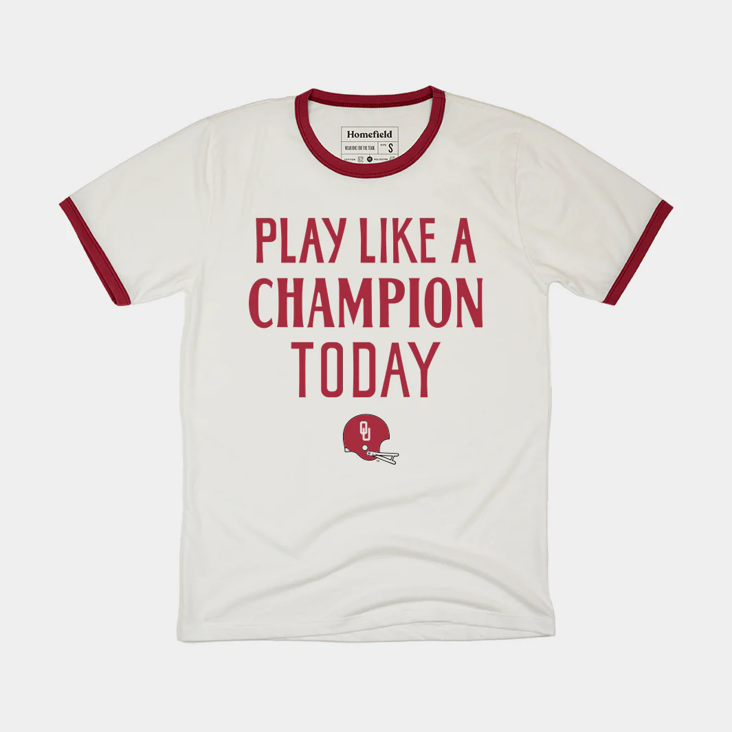 Oklahoma "Play Like A Champion Today" Ringer Tee