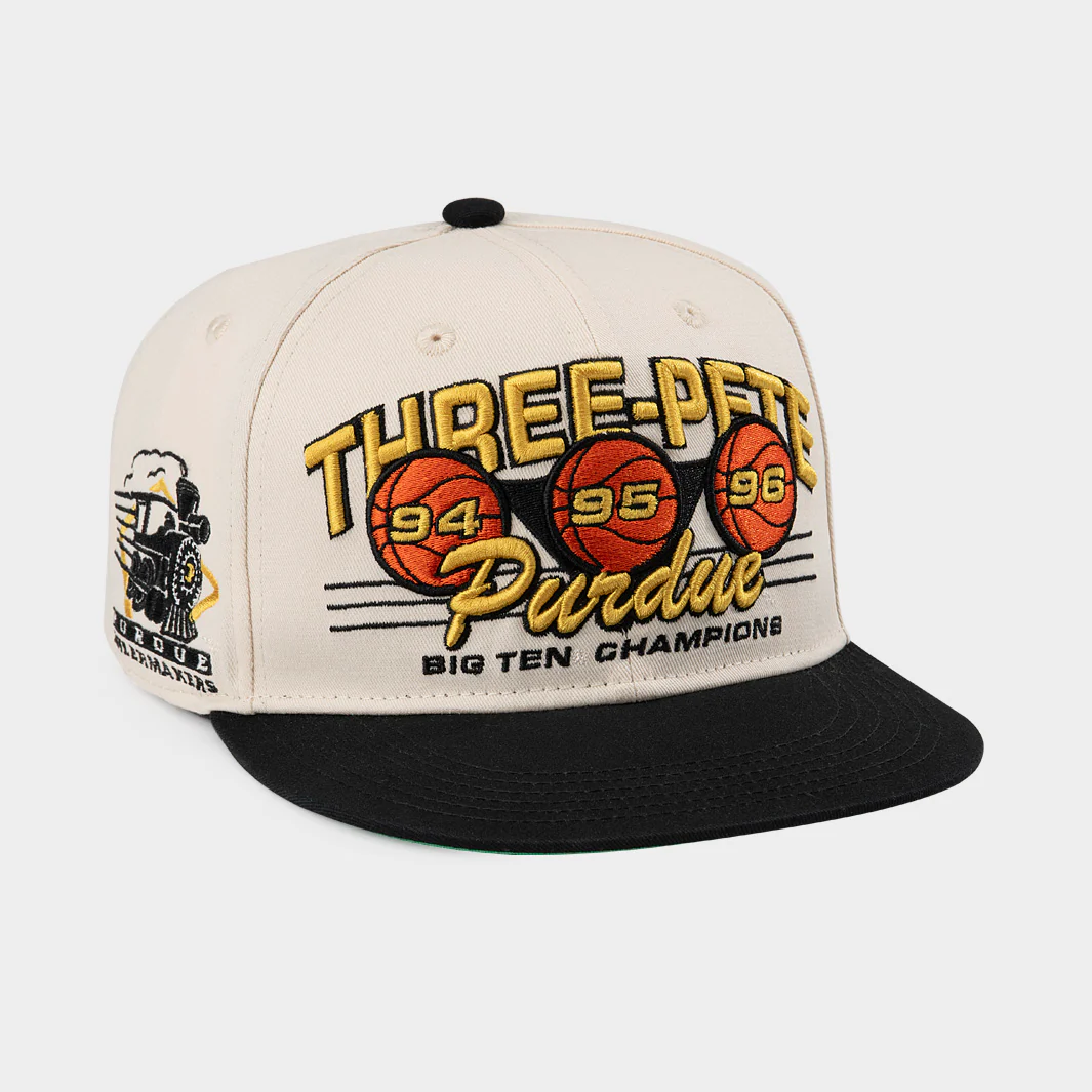 Purdue Basketball 1990s "Three-Pete" Snapback Hat - Image 2