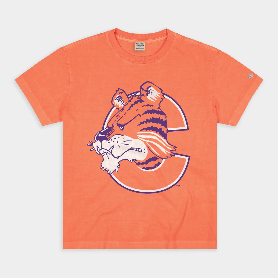 Retro Clemson Tigers Logo Vintage Heavyweight Tee
