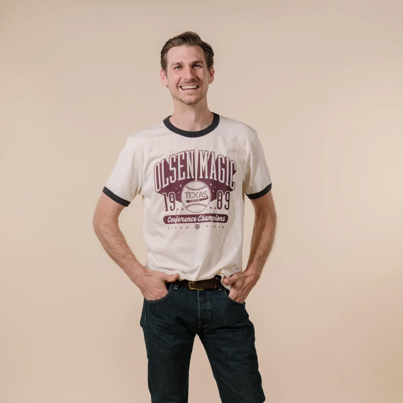 Texas A&M "Olsen Magic" Baseball 1989 Champs Ringer Tee - Image 2