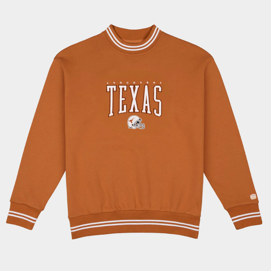 Texas Football Embroidered Tri-Stripe Crewneck