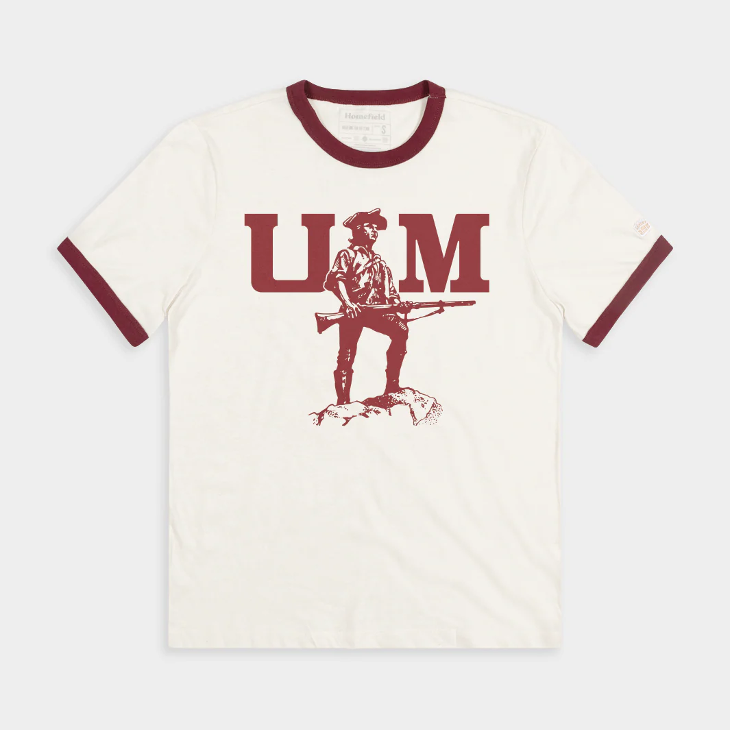 UMass Vintage Minuteman Logo Ringer Tee