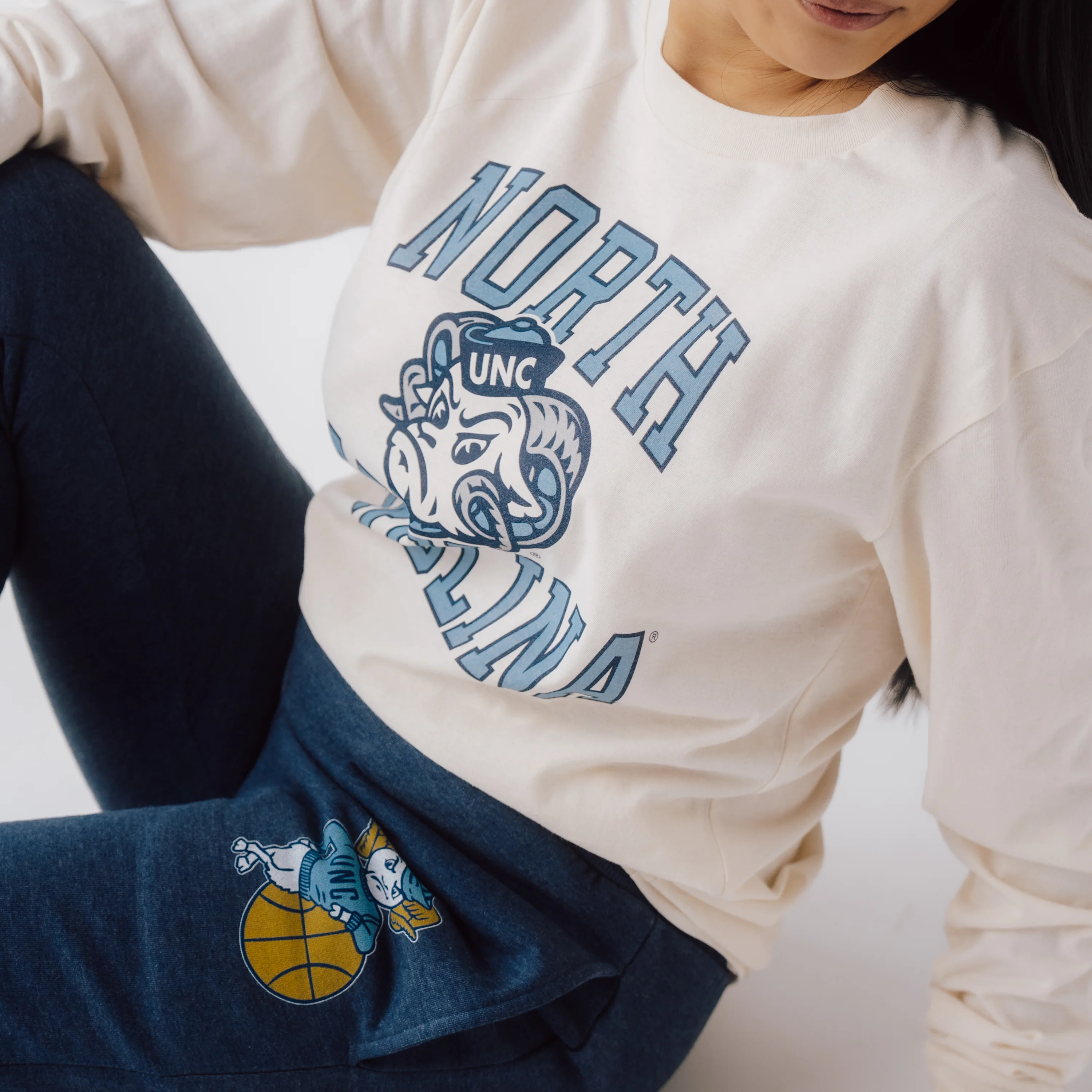 UNC Tar Heels 1990s Vintage Basketball Long Sleeve - Image 2