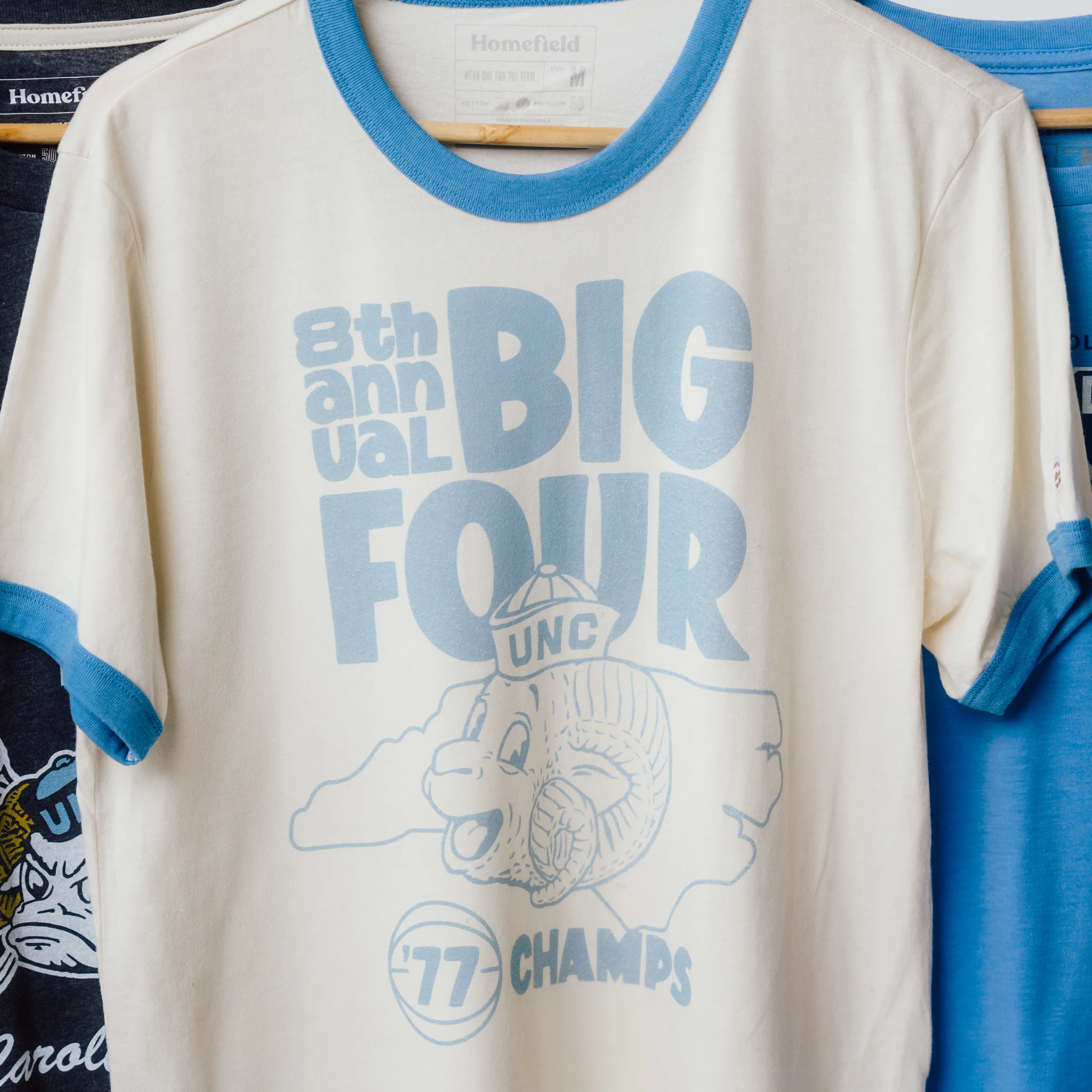 UNC Tar Heels Big Four 1977 Champs Ringer Tee - Image 2
