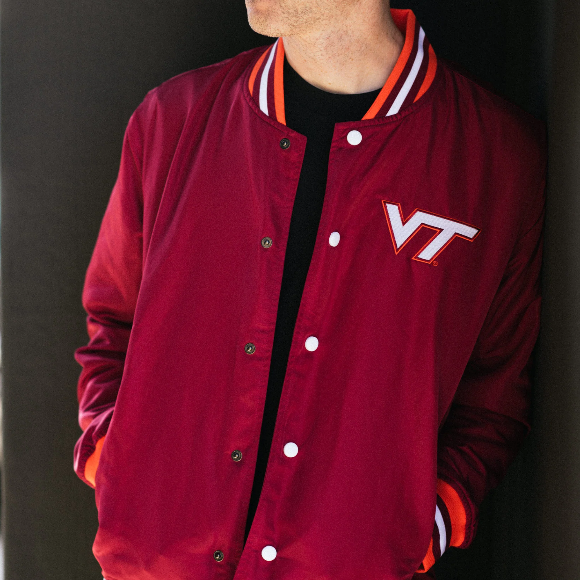 Virginia Tech Hokies Vintage Script Bomber Jacket - Image 3
