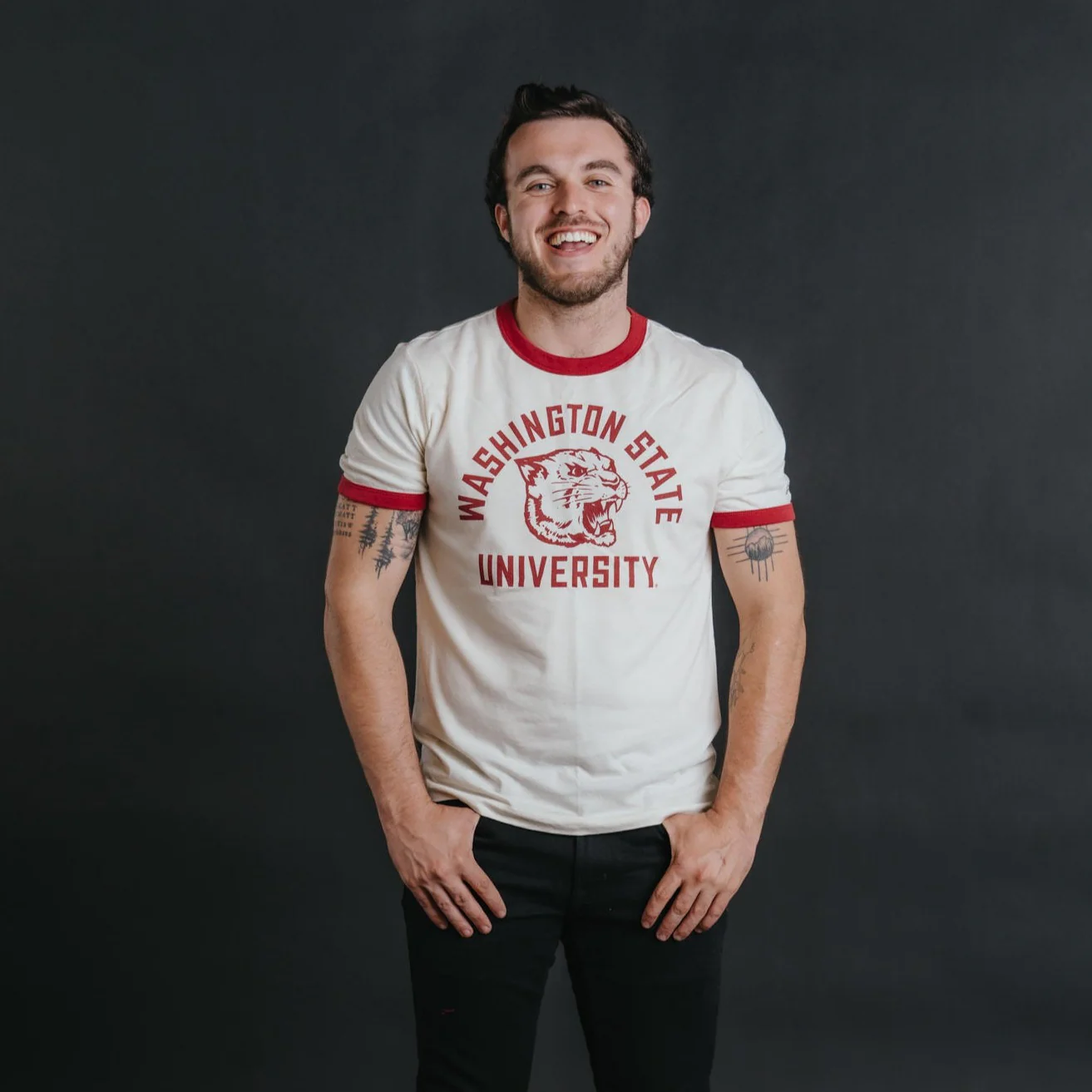 Washington State Retro Cougar Ringer Tee - Image 2